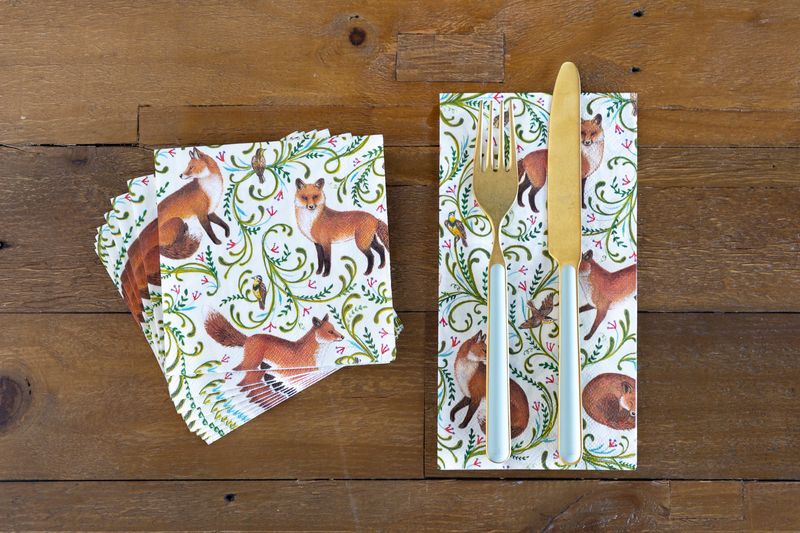Hester & Cook Fanciful Fox Guest Napkins