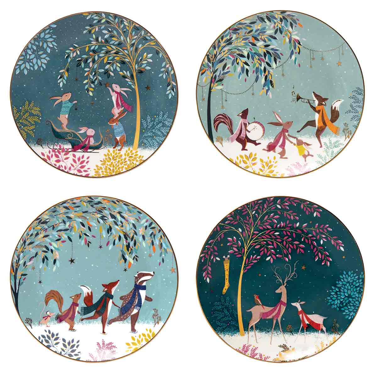 Sara Miller Woodland Tales Side Plates 8" - Set of 4