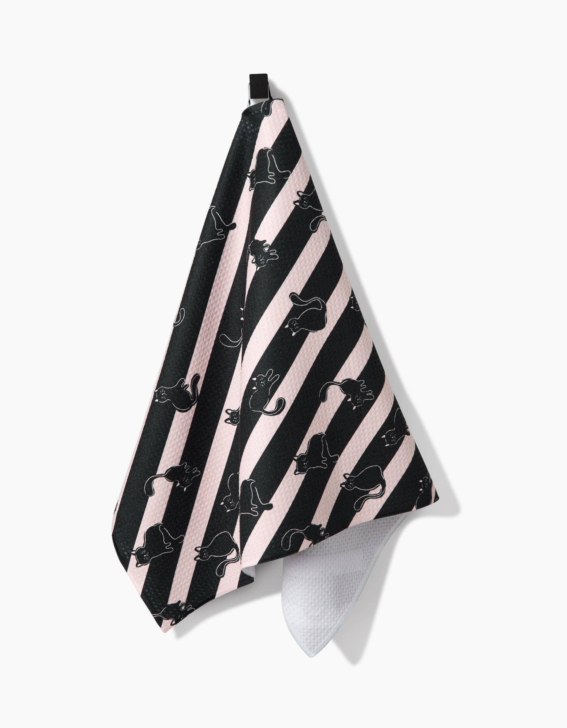 Geometry Striped Black Cats Tea Towel - Marcel’s Culinary Experience