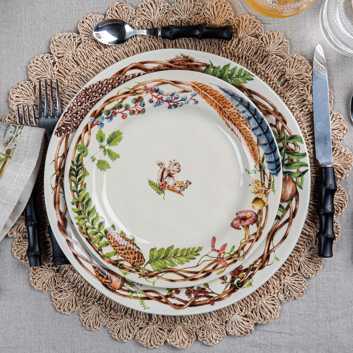 Juliska Forest Walk Animal Dessert/Salad Plates, Set of 4