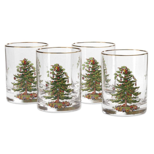 Spode Christmas Tree Double Old Fashioned Glasses - Set of 4