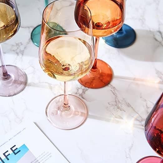 Pastel Colored Wine Glasses - Muted Crystal - 12 oz