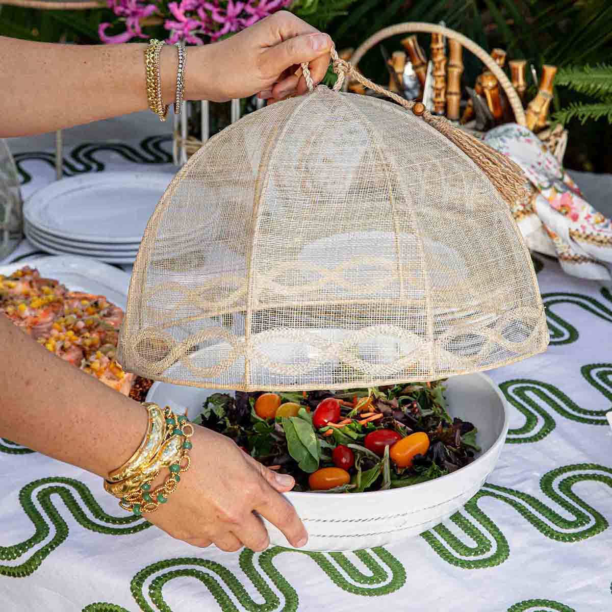 Juliska Tuileries Garden Mesh Round Food Cover, Set of 2