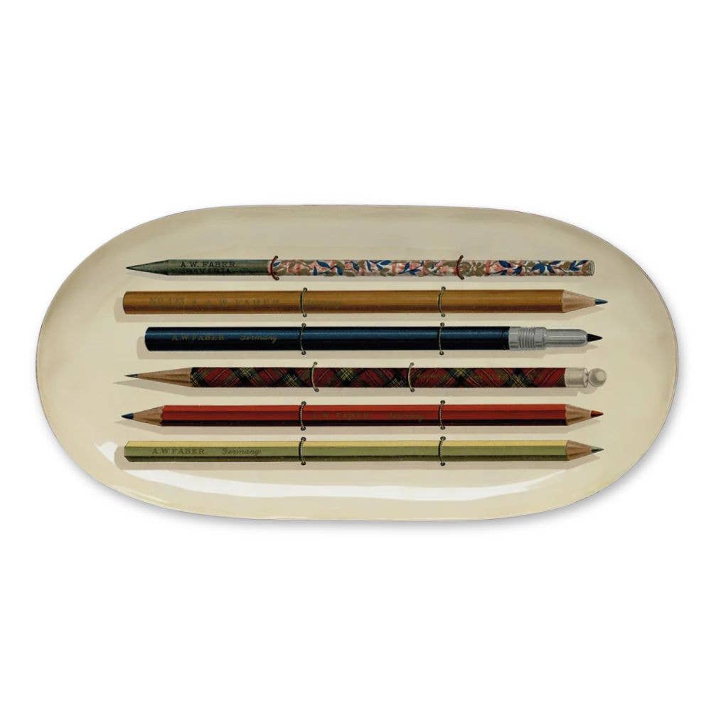 Oval Enamel Tray - Vintage Pencils