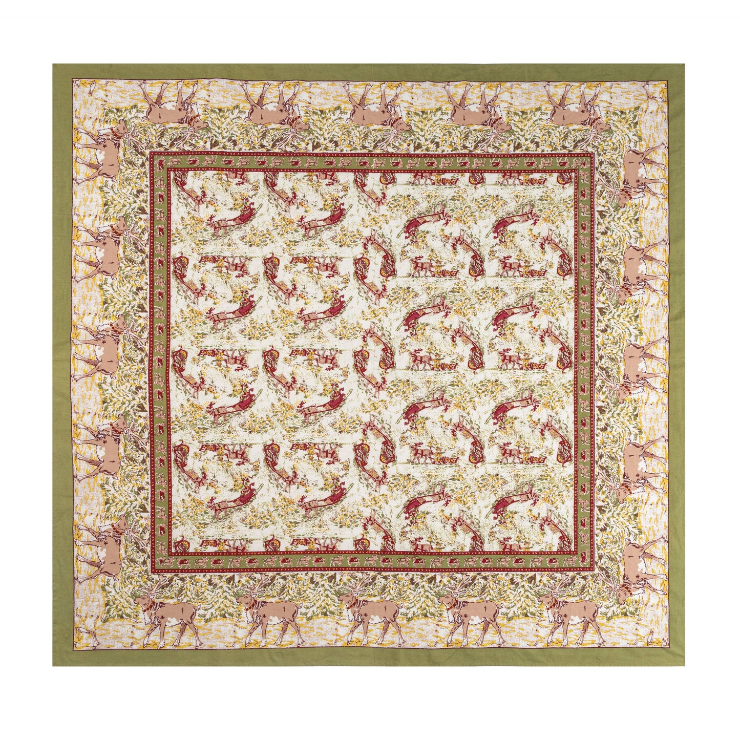 Renne Reindeer Red & Green Tablecloth - Marcel’s Culinary Experience