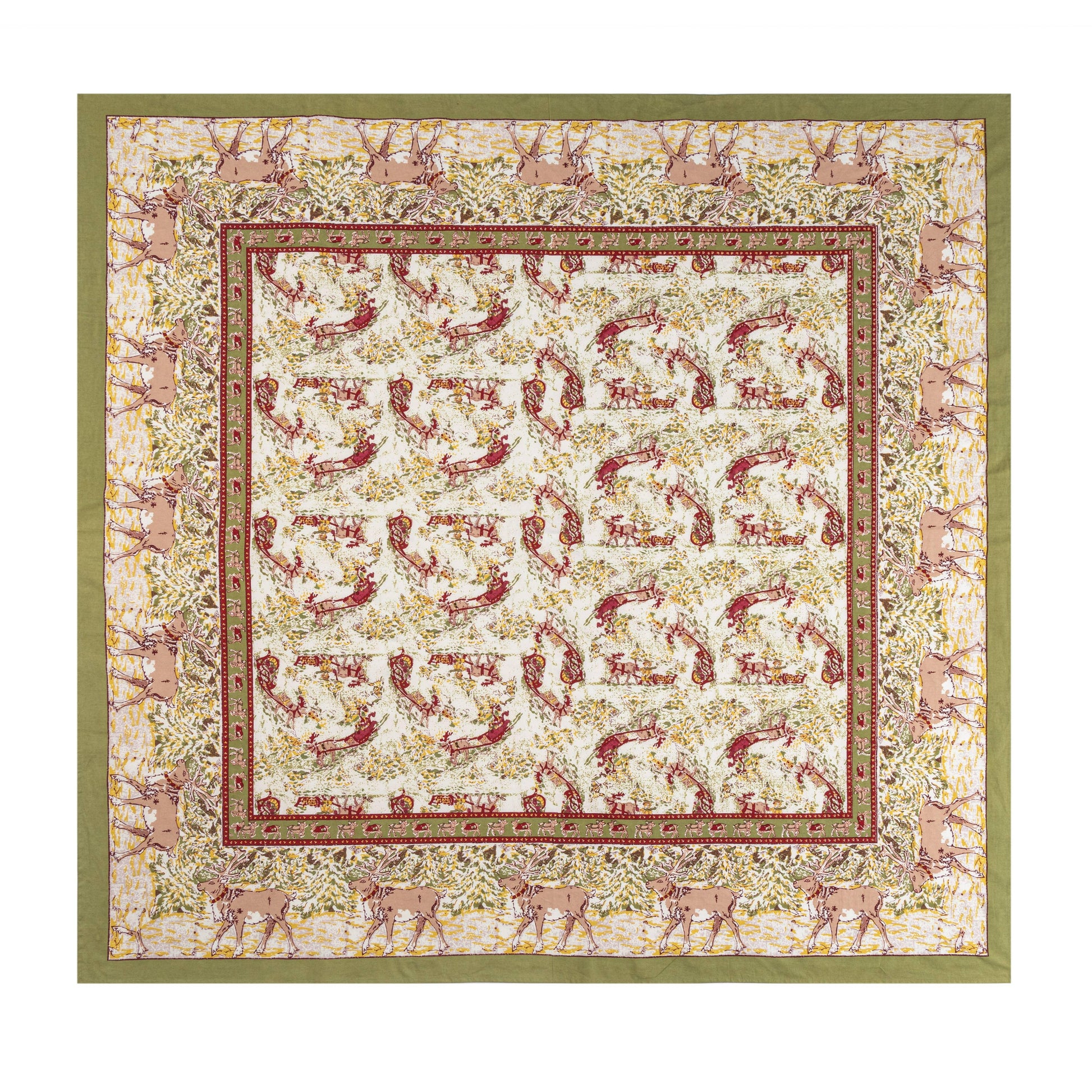 Renne Reindeer Red & Green Tablecloth - Marcel’s Culinary Experience