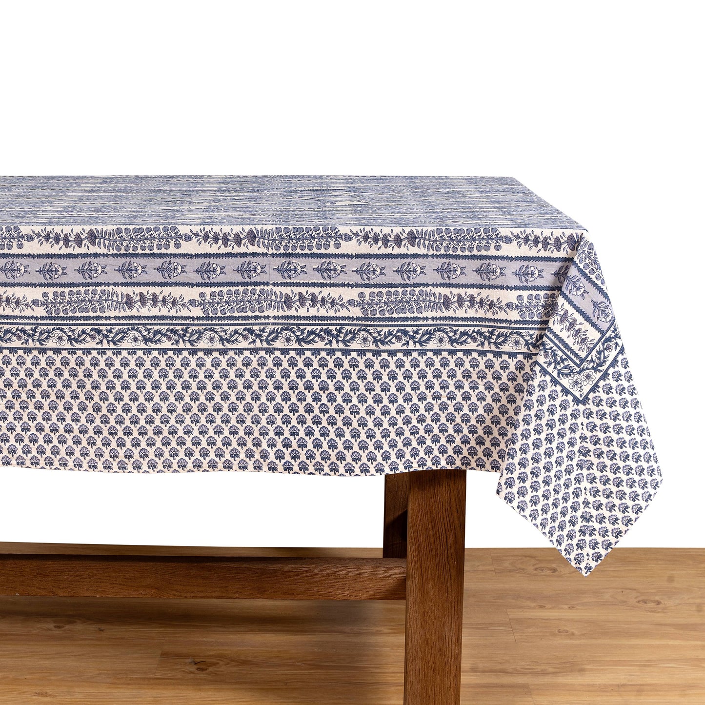 Couleur Nature Avignon Blue & Marine Tablecloth - Hand-Printed Provence Table Linen