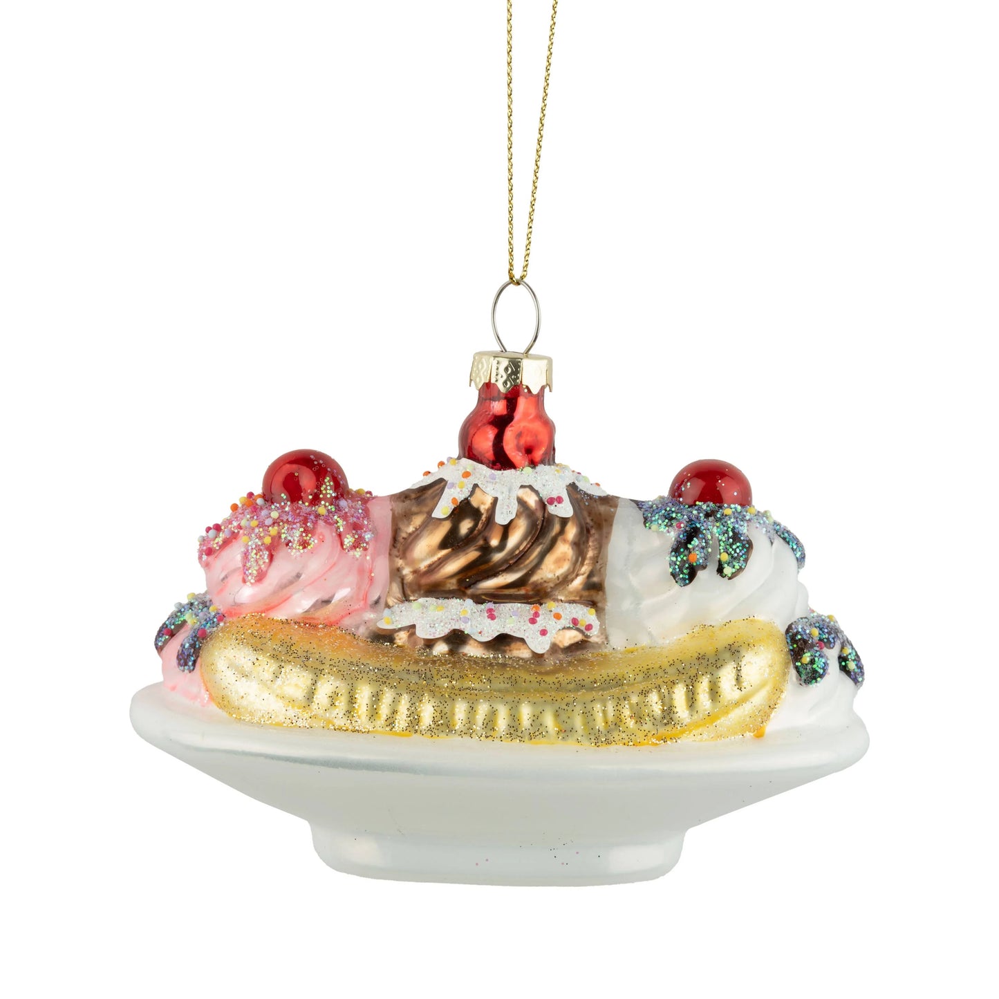 Glass banana split ornament,4.5in - Marcel’s Culinary Experience