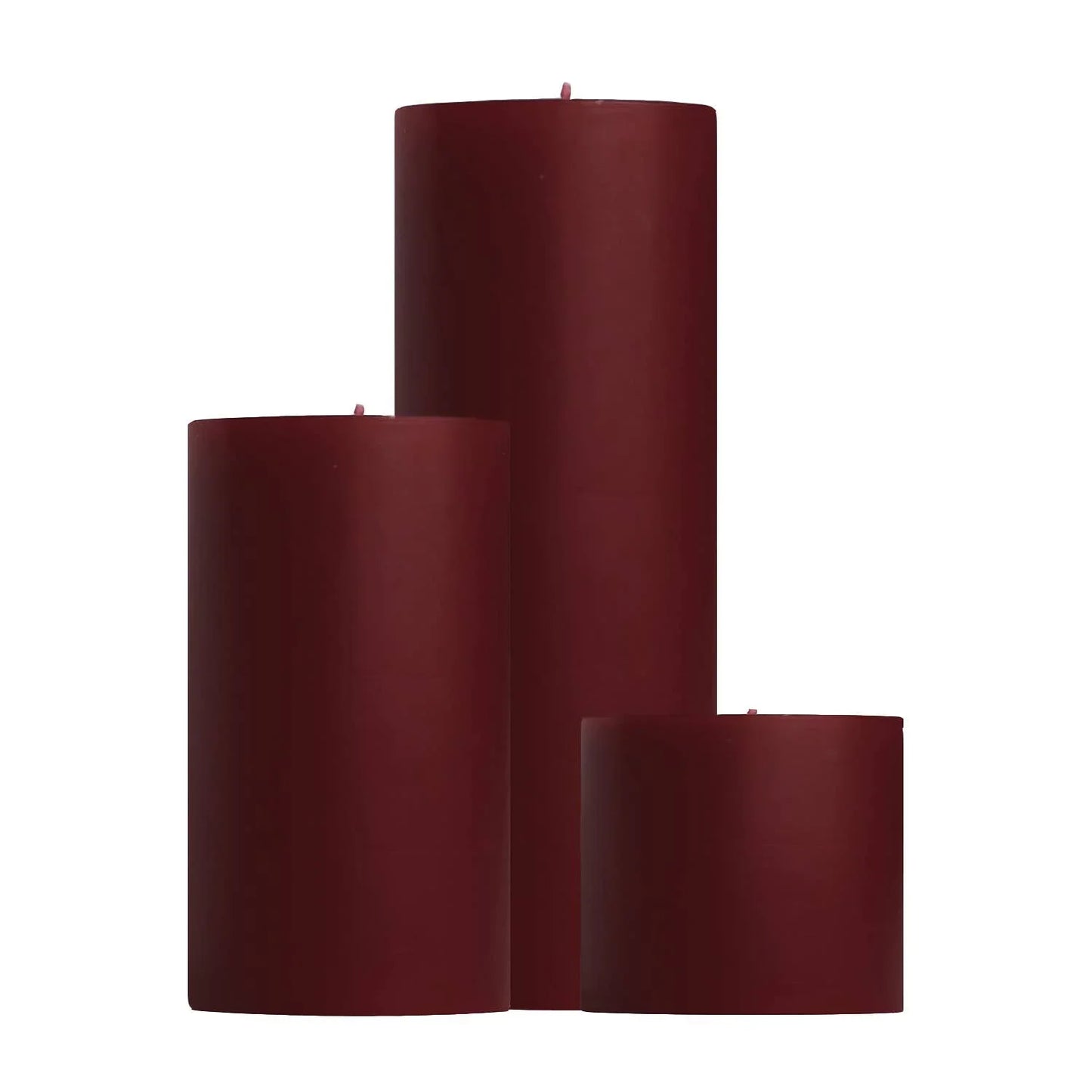 Mole Hollow Burgundy Unscented Pillar Candles 3x6" - Marcel’s Culinary Experience