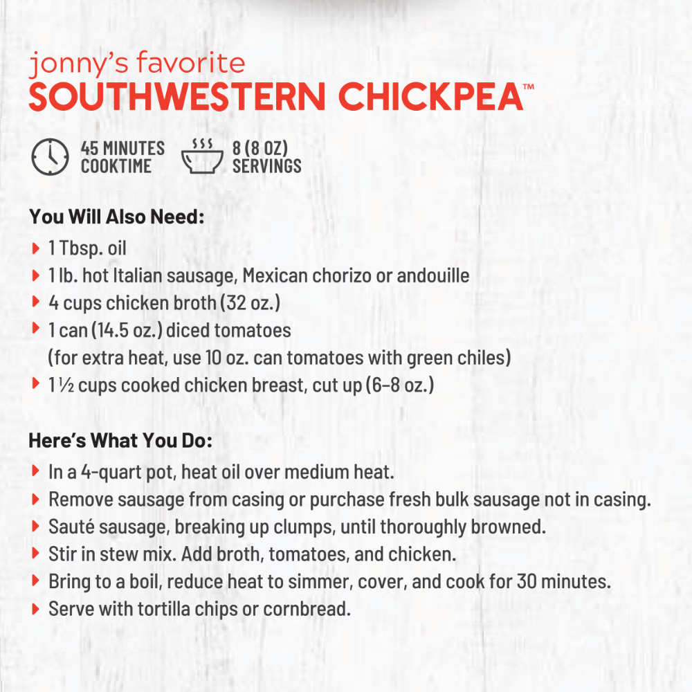 Jonny's Favorite Southwestern Chickpea Soup Mix
