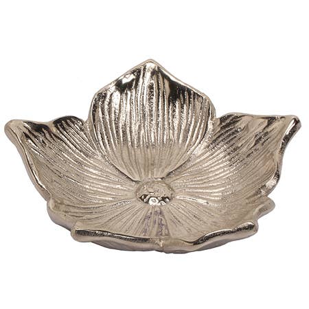Silver Aluminum Flower Serving Bowl