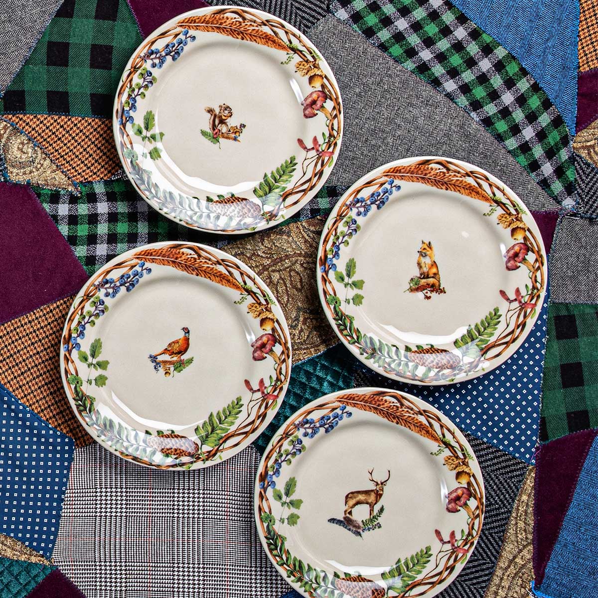 Juliska Forest Walk Animal Dessert/Salad Plates, Set of 4