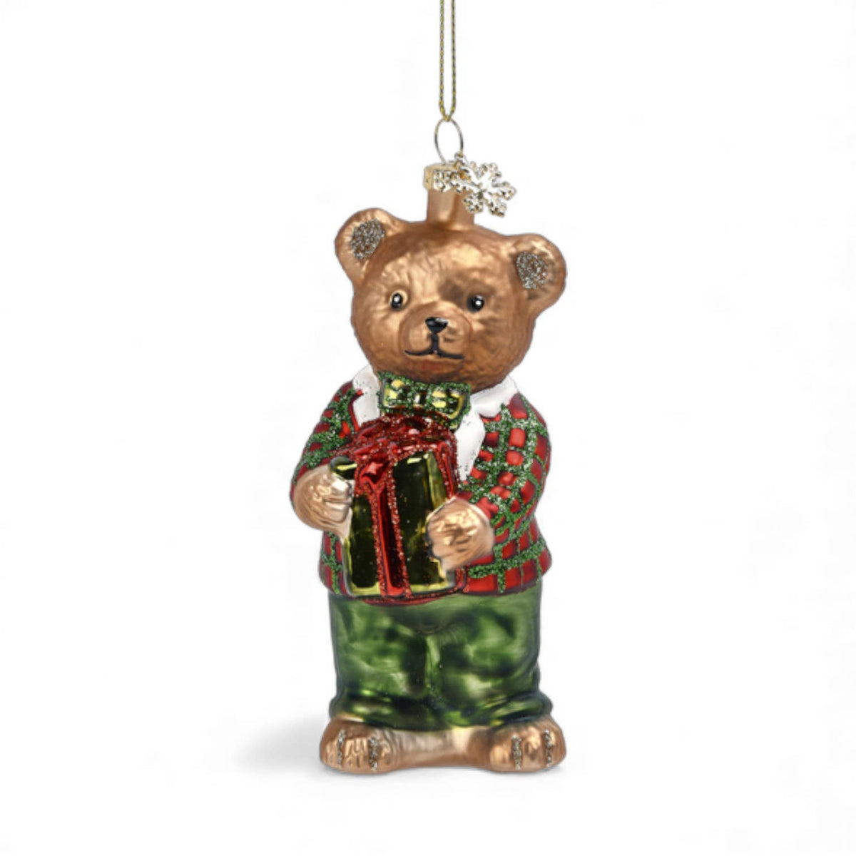 5in Bear Kid With Present Ornament