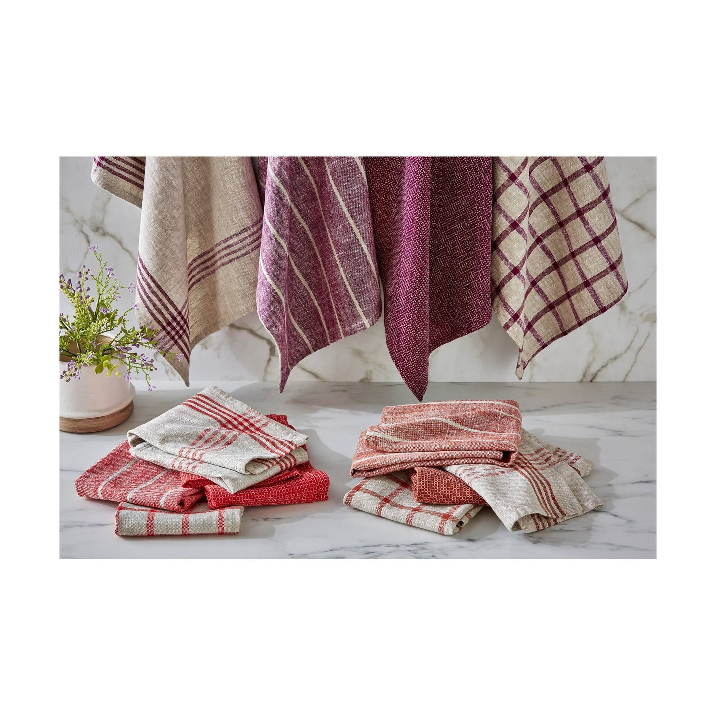 Canyon Woven Dishtowel Set/4 RedCotton Everyday, Summer