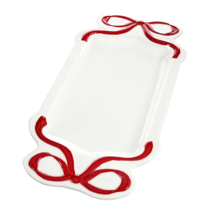 Red Ceramic Bow Platter