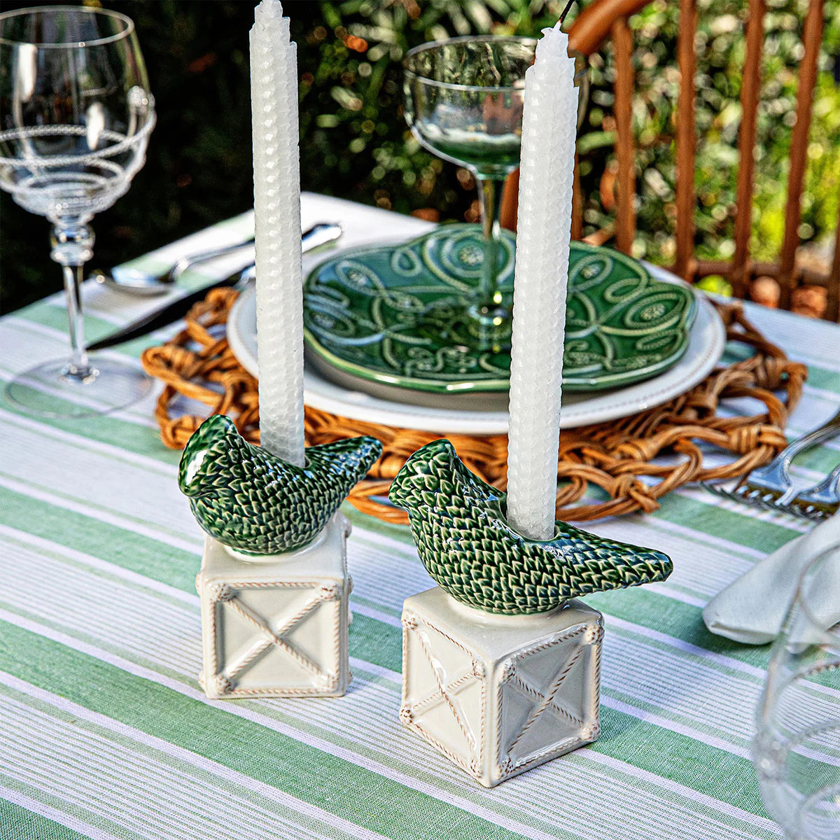 Juliska Berry & Thread Bird Topiary Candlestick Set