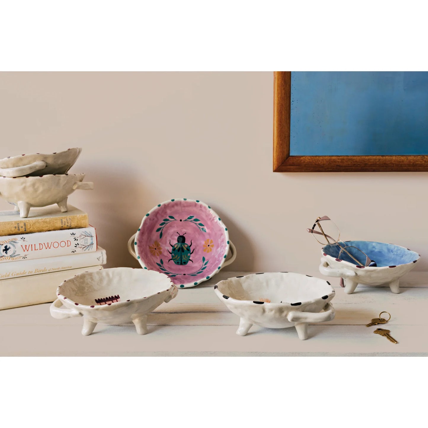 Catbloom Hand Painted Footed Bowl