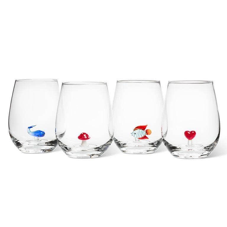 Fish Icon Stemless Wine Glass-4.5"H