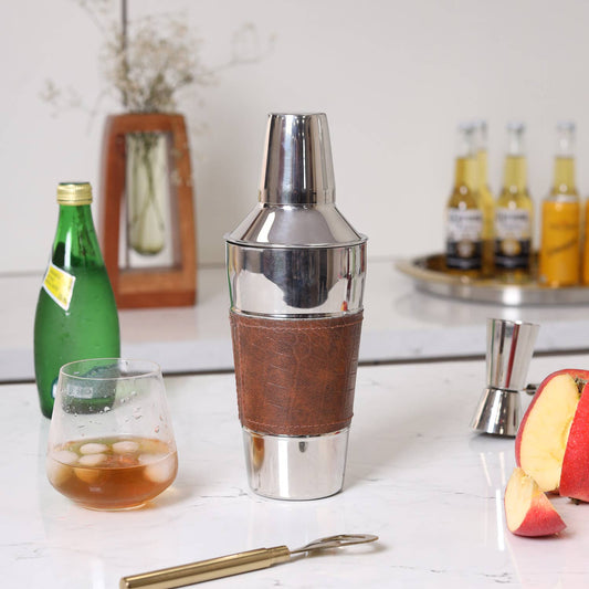 Leather Stainless Steel Cocktail Shaker