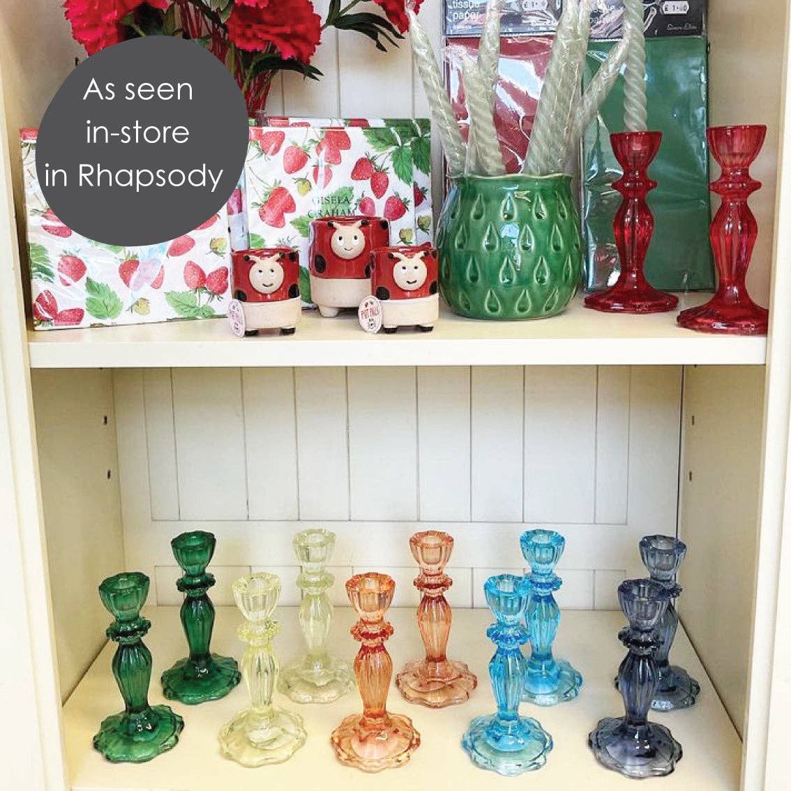 Green Glass Candlestick Holder
