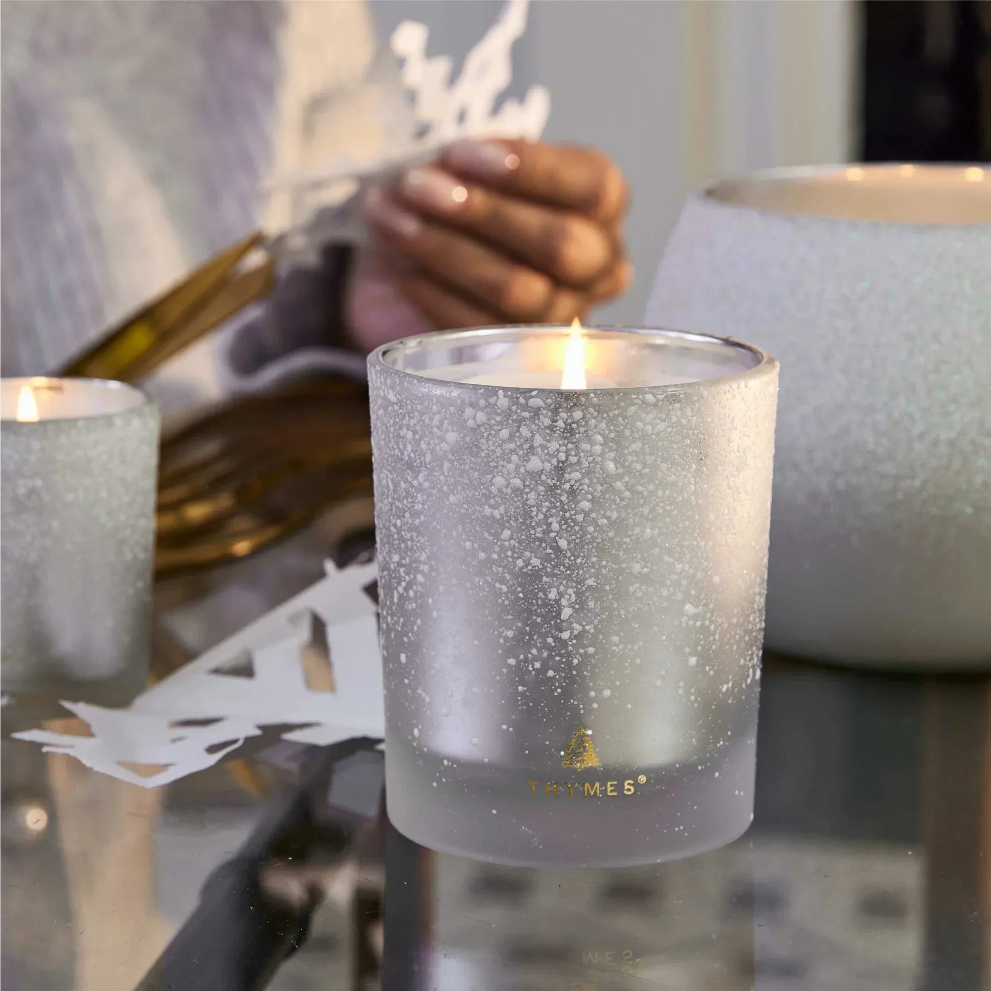 Thymes Frasier Fir Flocked 6.5 oz Poured Candle - Marcel’s Culinary Experience