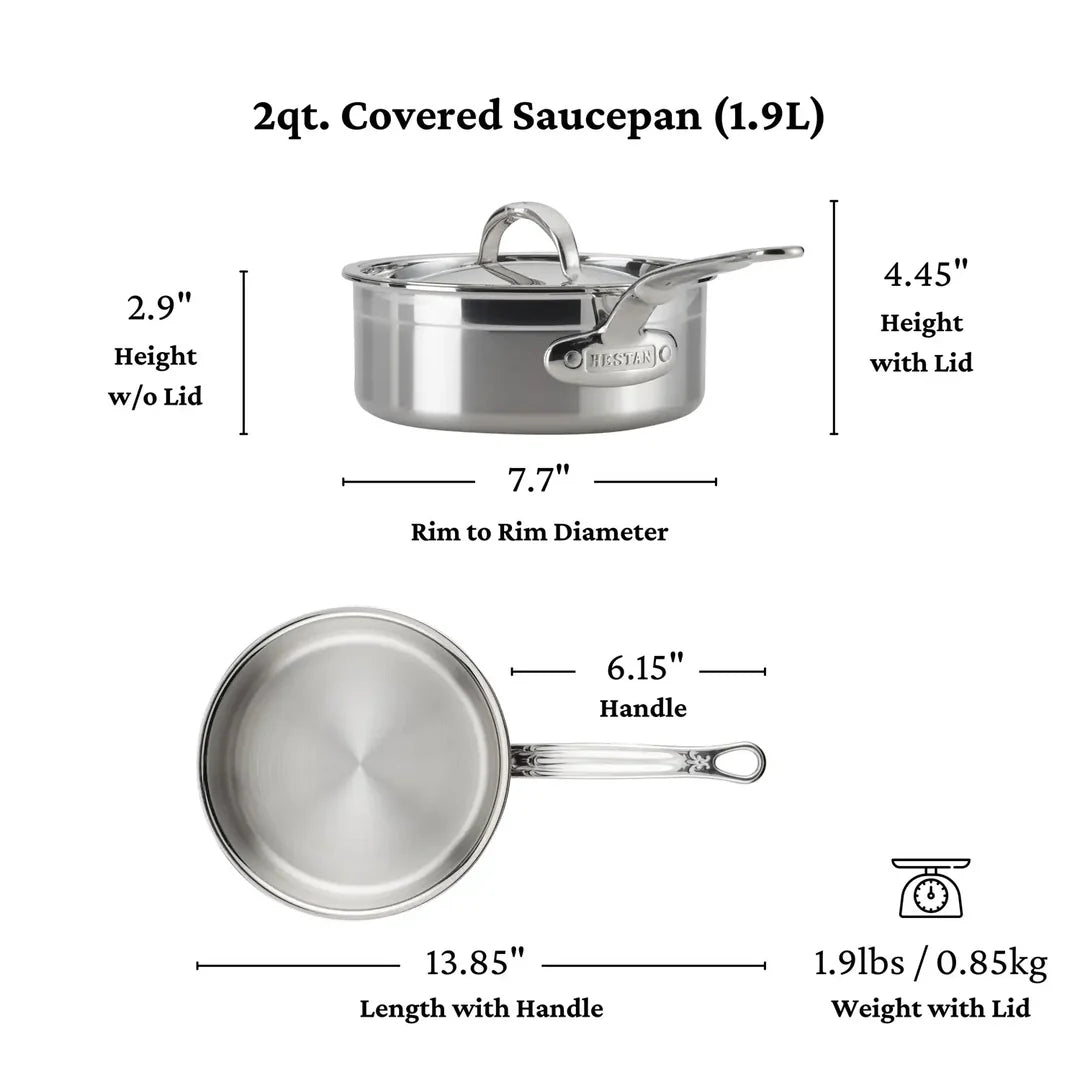 Hestan ProBond Forged Professional Clad Stainless-Steel Covered Saucepan