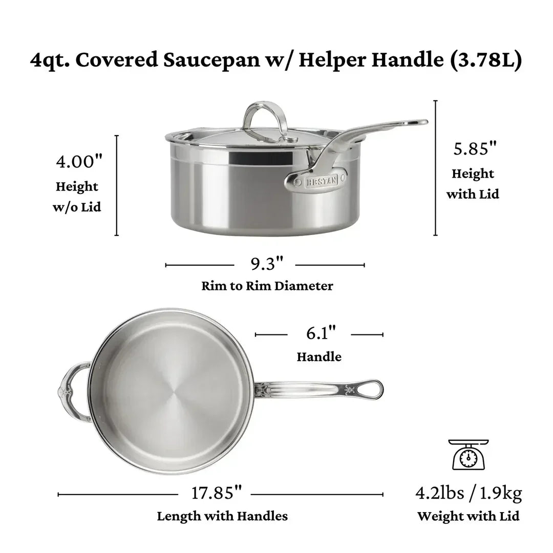 Hestan ProBond Professional Clad Stainless-Steel Covered Saucepan 4 quart - Marcel’s Culinary Experience
