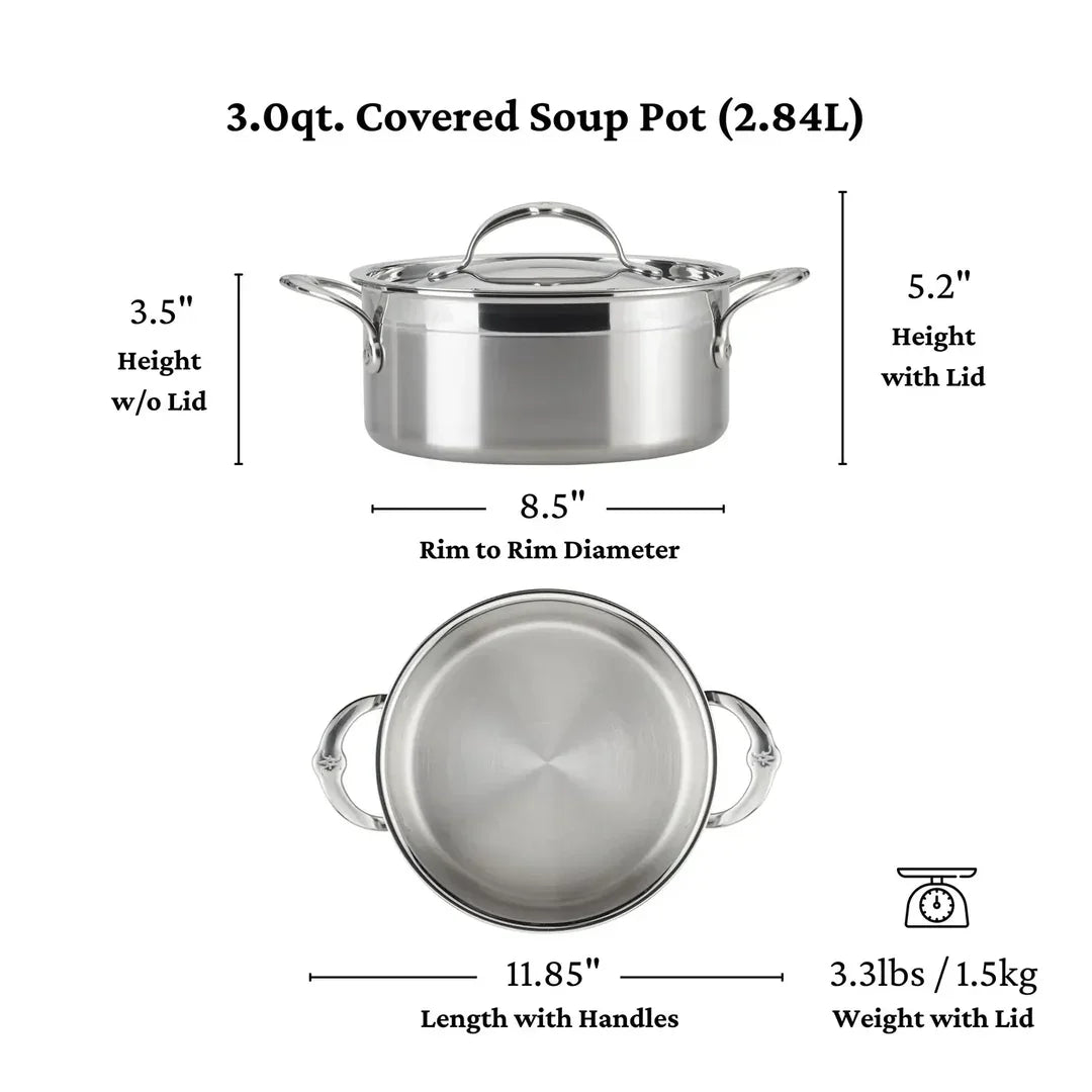 Hestan ProBond Professional Clad Stainless-Steel Soup Pot, 3-Qt. - Marcel’s Culinary Experience