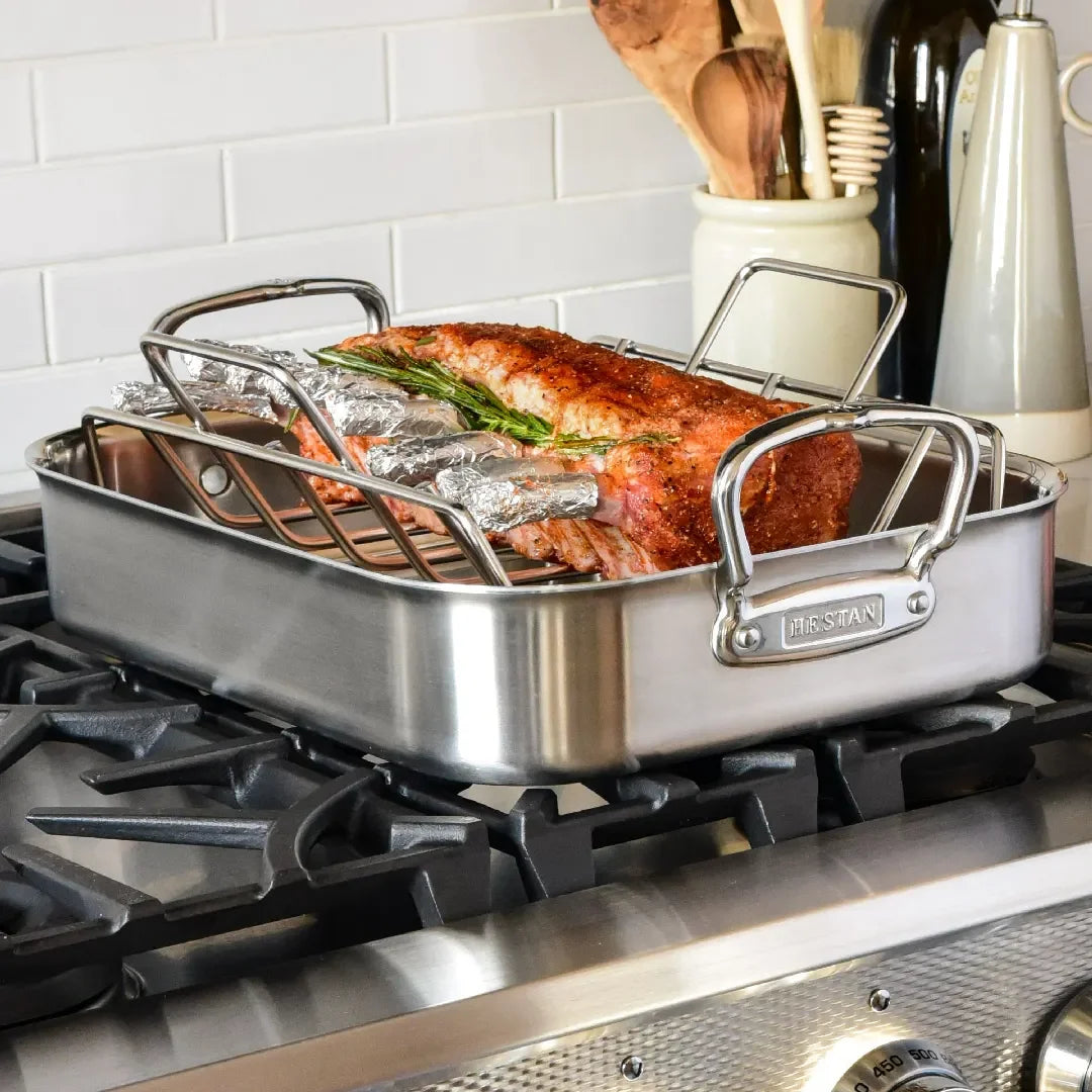 Hestan Provisions Stainless-Steel Classic Roaster with Rack Large - Marcel’s Culinary Experience