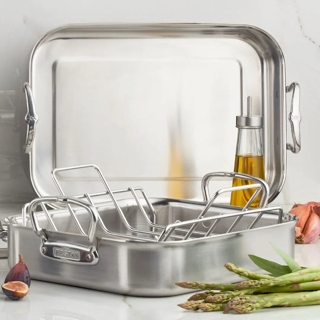 Hestan Provisions Stainless-Steel Classic Roaster with Rack Large - Marcel’s Culinary Experience