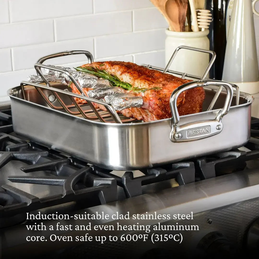 Hestan Provisions Stainless-Steel Classic Roaster with Rack Large - Marcel’s Culinary Experience