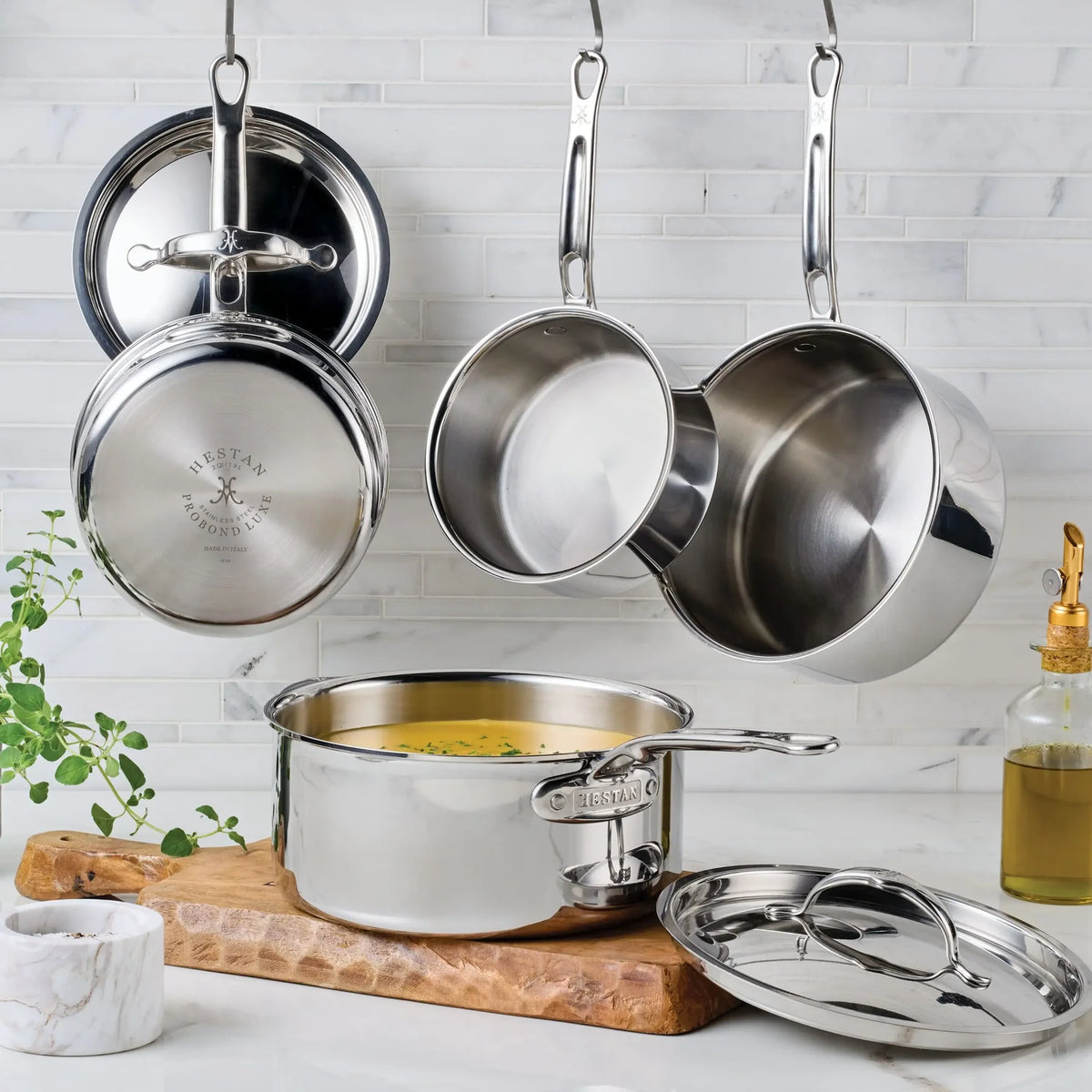 Hestan ProBond Luxe Polished Clad Stainless Steel Saucepan with Lid