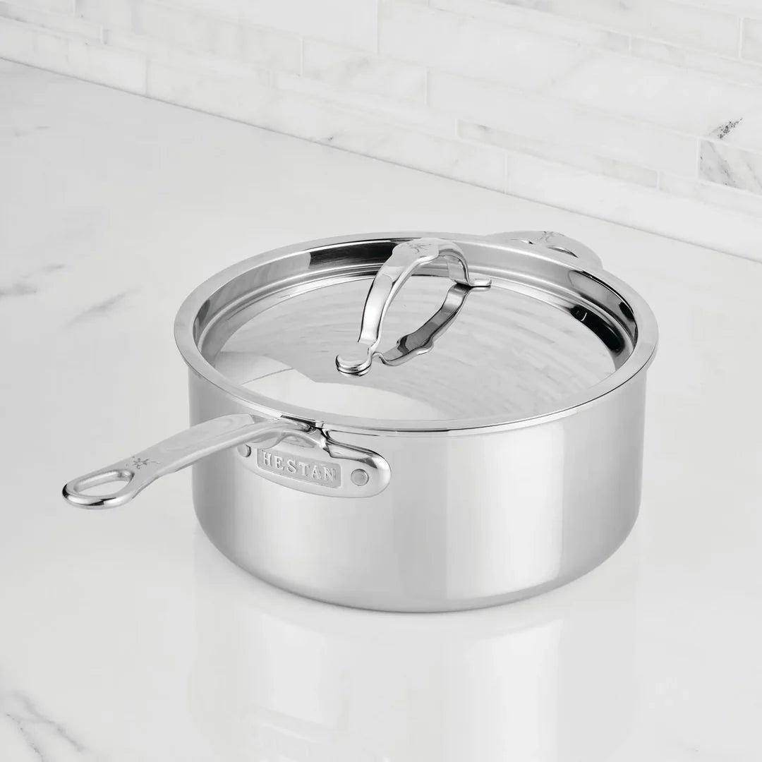 Hestan ProBond Luxe Polished Clad Stainless Steel Saucepan with Lid