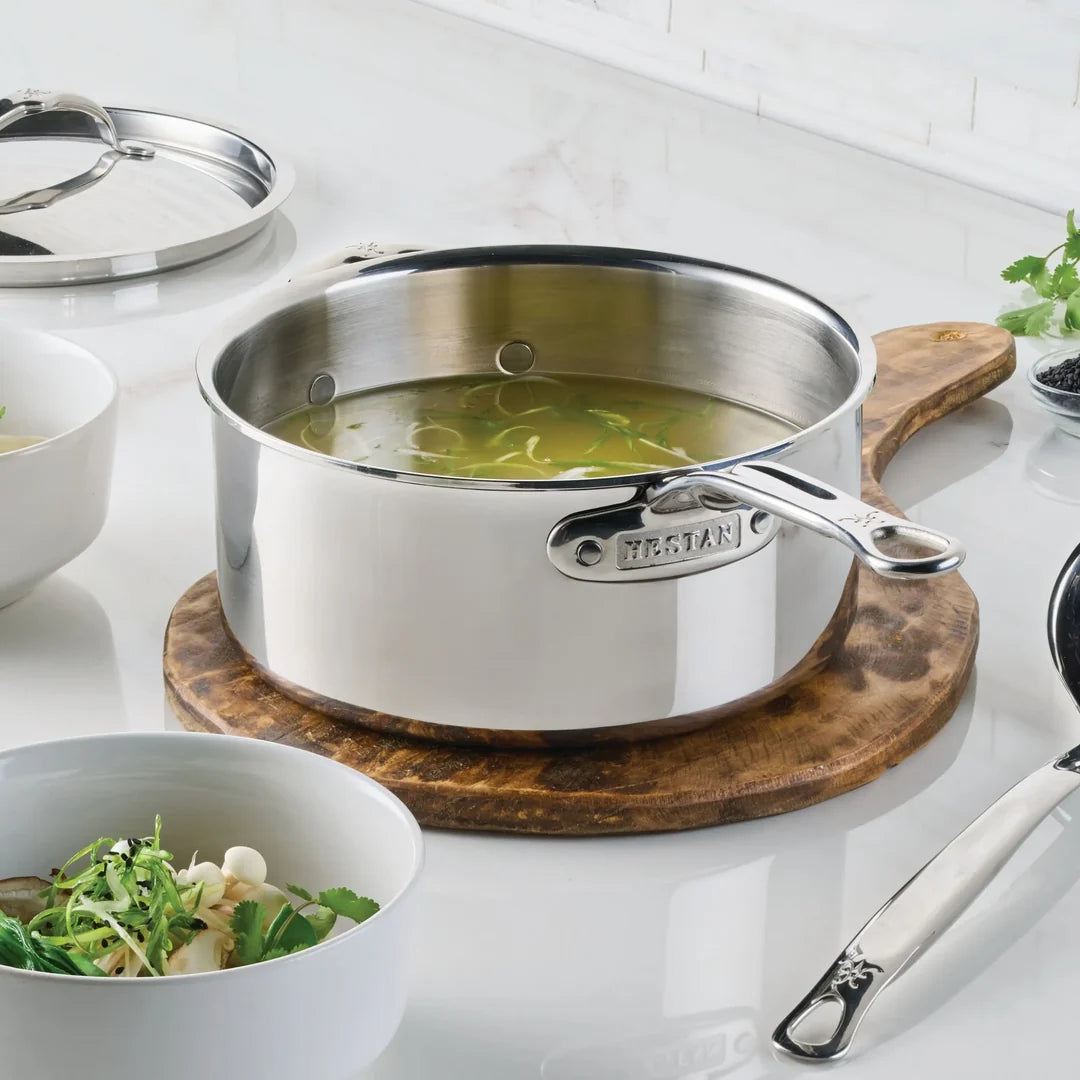 Hestan ProBond Luxe Polished Clad Stainless Steel Saucepan with Lid