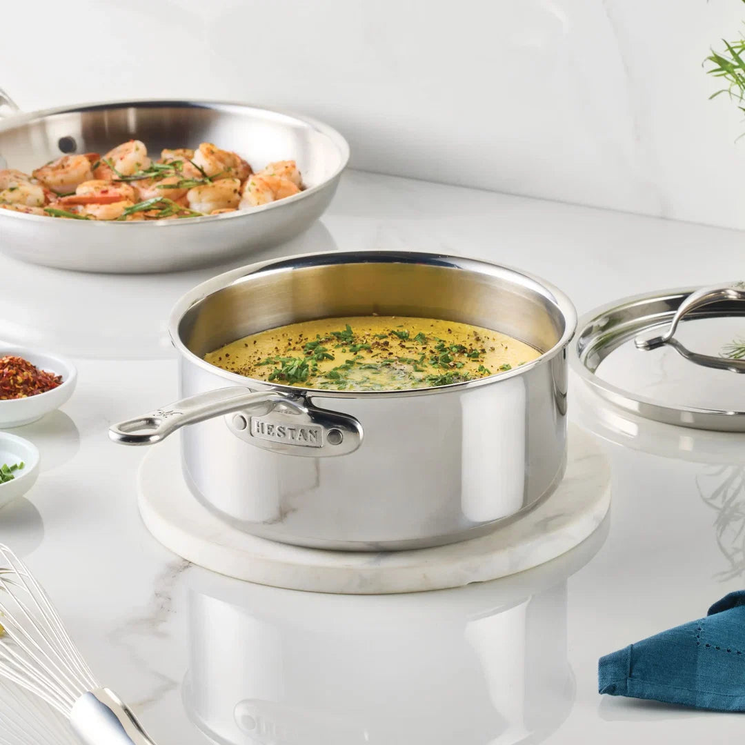 Hestan ProBond Luxe Polished Clad Stainless Steel Saucepan with Lid