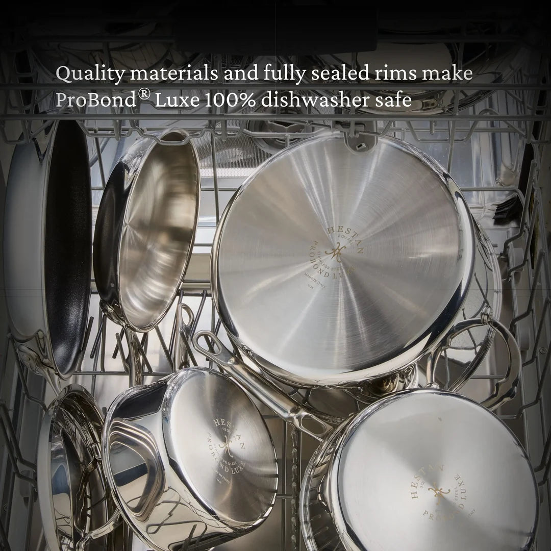 Hestan Probond Luxe Polished Clad Stainless Steel Wok with Dome Lid, 14-Inch