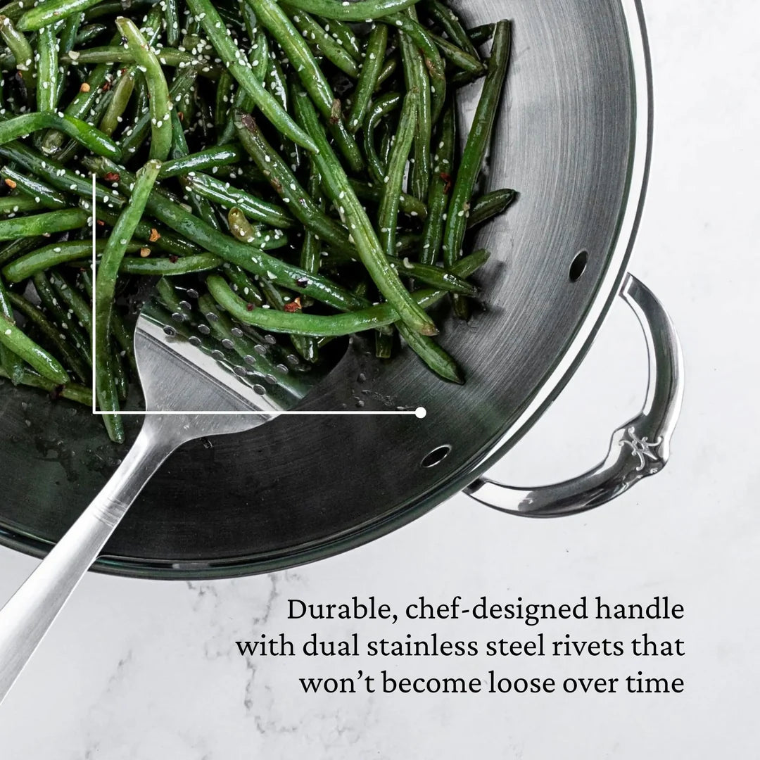 Hestan Probond Luxe Polished Clad Stainless Steel Wok with Dome Lid, 14-Inch