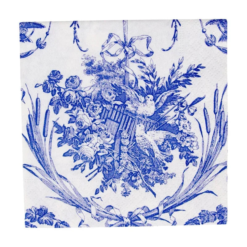 Caspari Romantic Toile Blue Cocktail Napkins - 20 Per Package - Marcel’s Culinary Experience