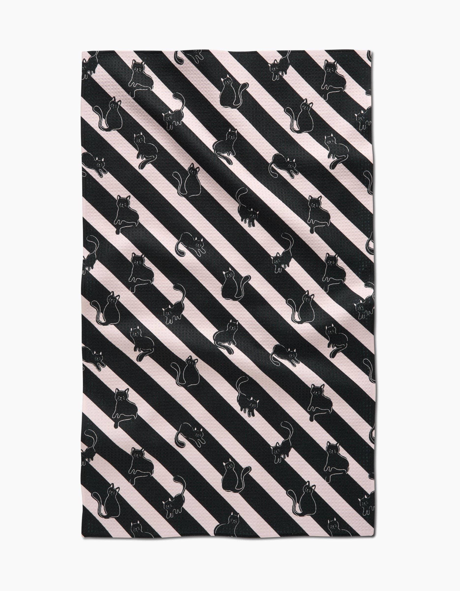Geometry Striped Black Cats Tea Towel - Marcel’s Culinary Experience