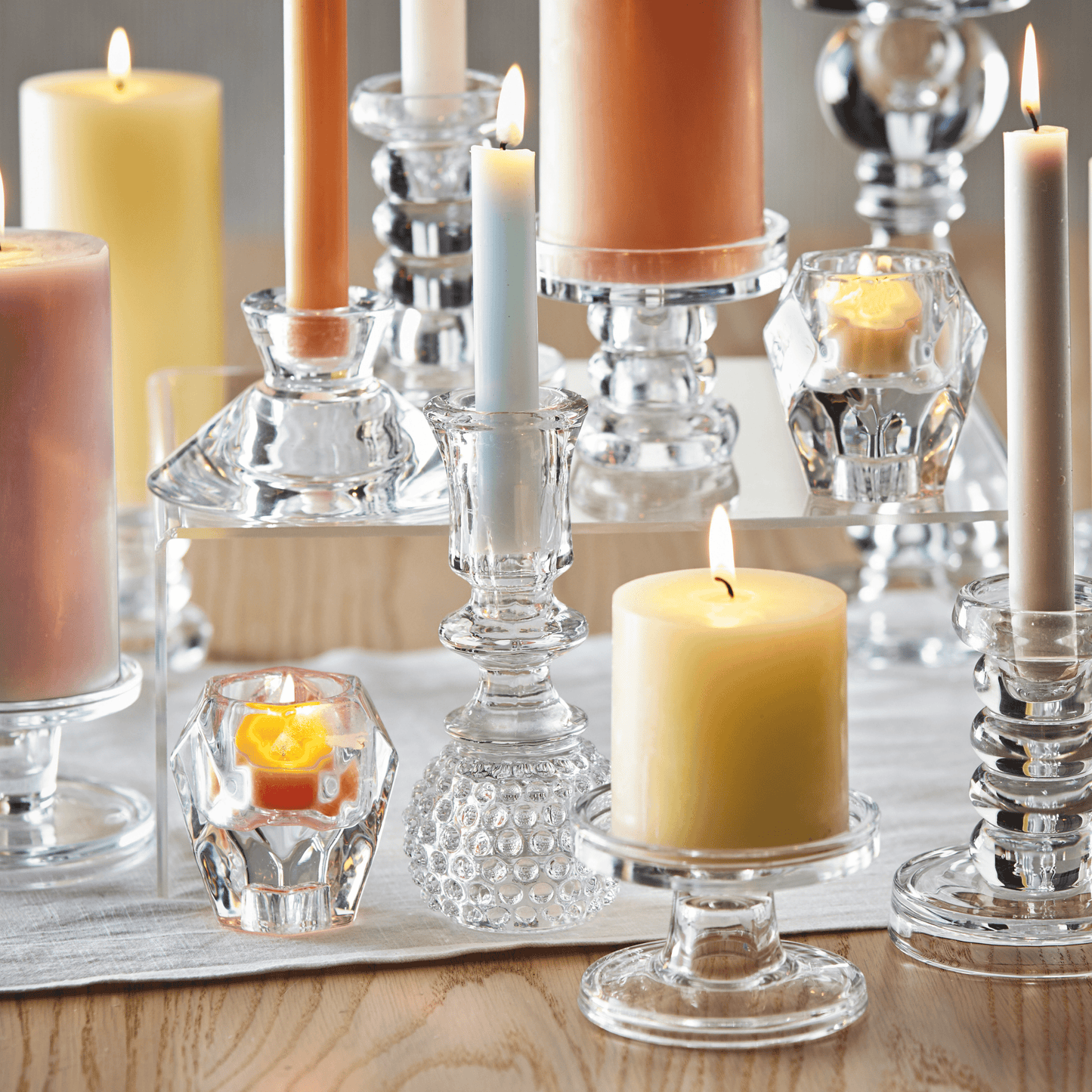 Geo Reversible Holder Small and Large Clear Glass Everyday