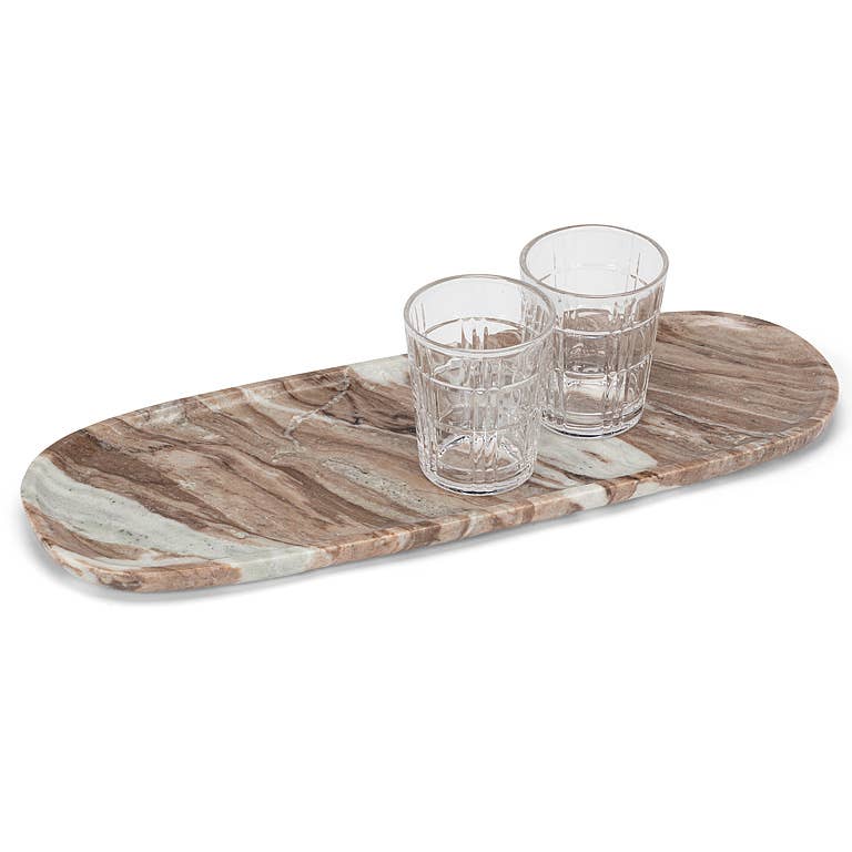 Large Brown Marble Oblong Serving Tray
