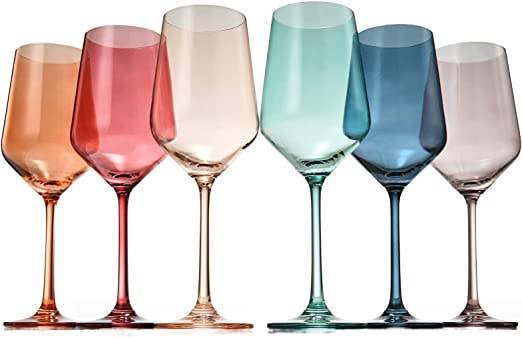 Pastel Colored Wine Glasses - Muted Crystal - 12 oz
