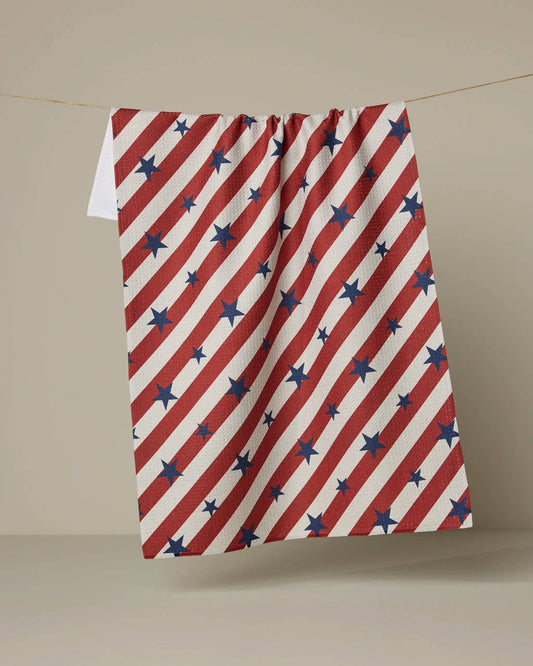 Geometry Patriotic Stripe Tea Towel