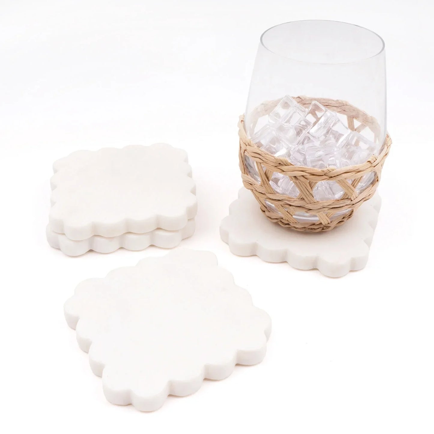 Scalloped Marble Coaster Set of 4 - Marcel’s Culinary Experience