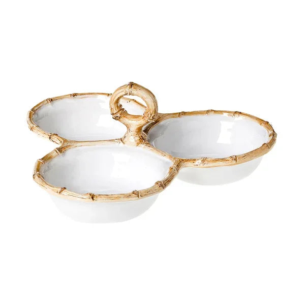 Juliska Bamboo 9" Triple Bowl Server - Natural - Marcel’s Culinary Experience