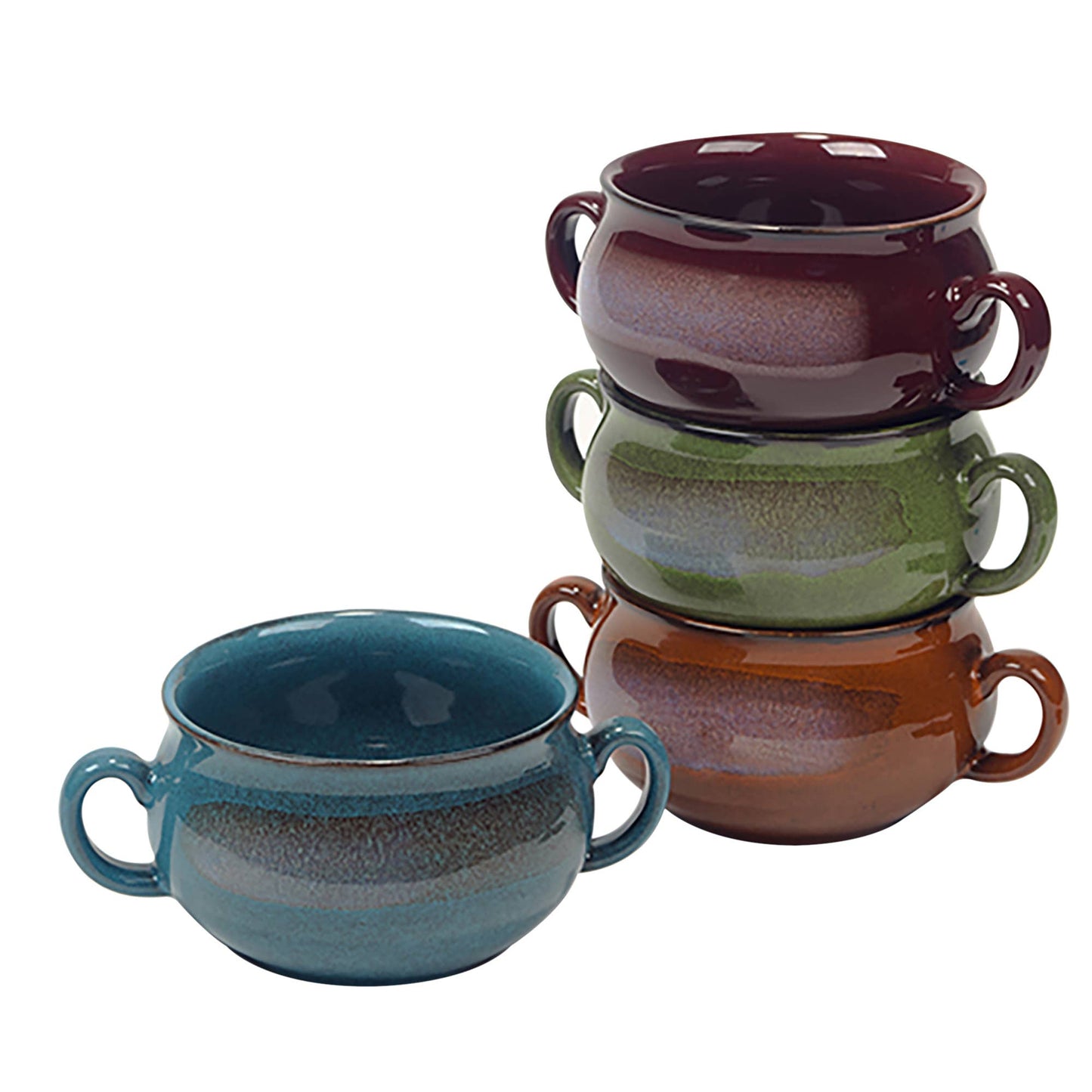 Reactive Glaze Soup Crocks 24 oz. Set of 4 Assorted