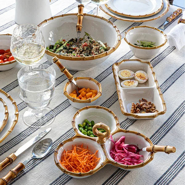Juliska Bamboo 9" Triple Bowl Server - Natural - Marcel’s Culinary Experience