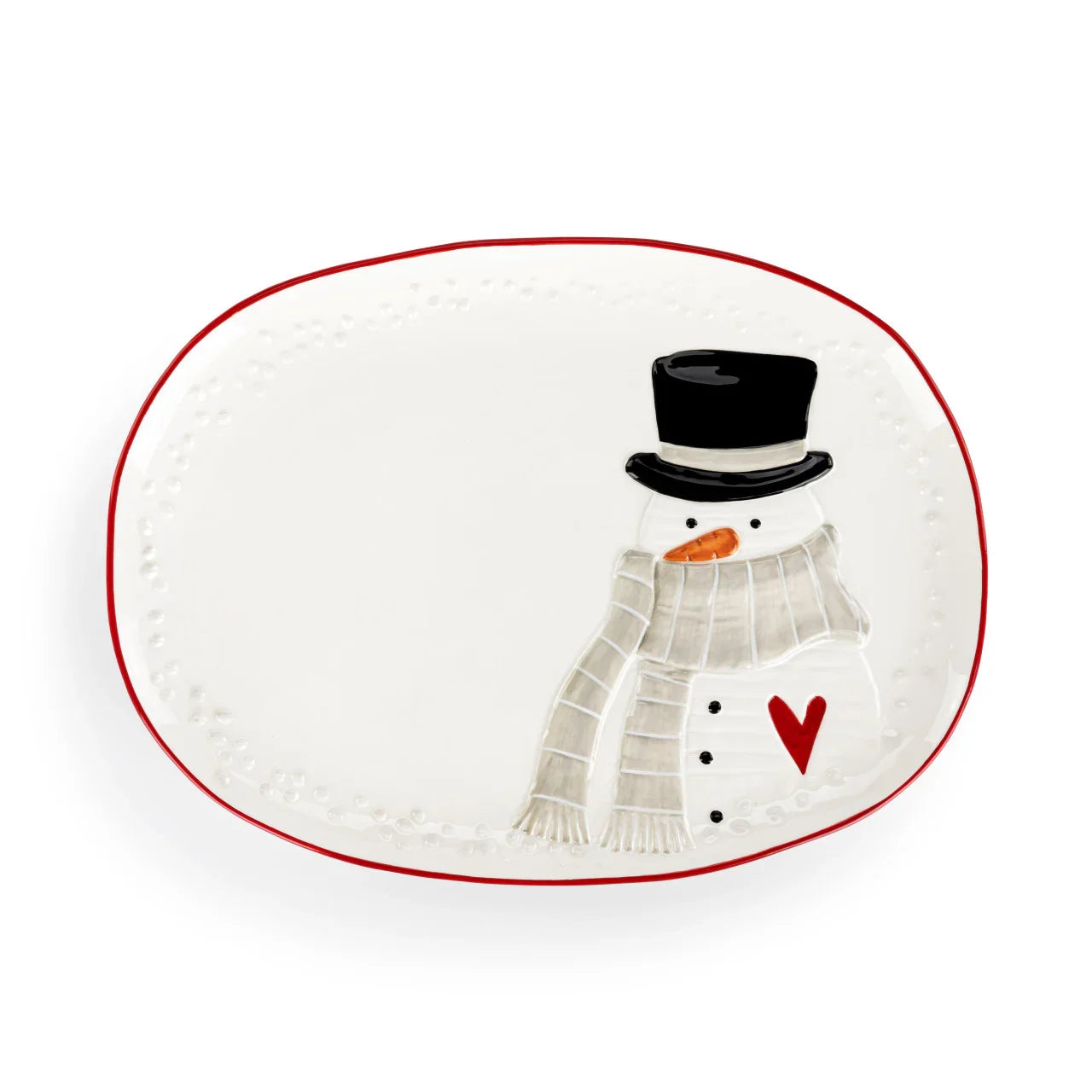 Snowman Red Heart Ceramic Platter - Marcel’s Culinary Experience