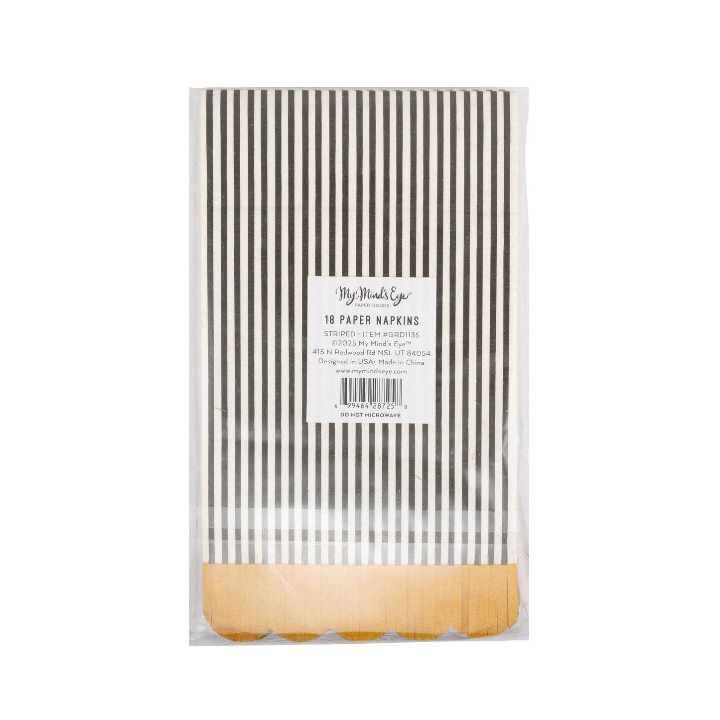 Black & Cream Striped Dinner Napkin - Marcel’s Culinary Experience