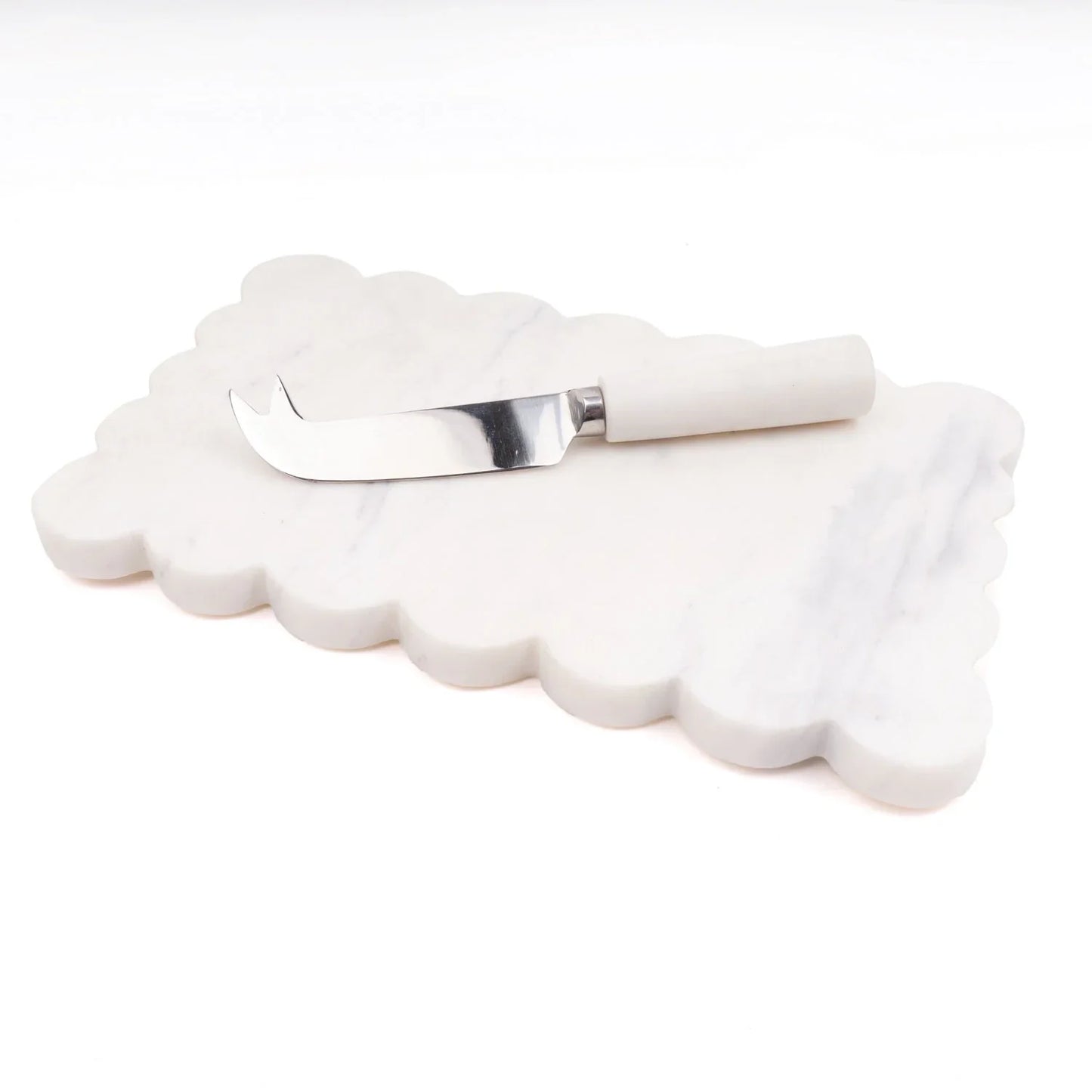 Scalloped Marble Cheese Board with Knife